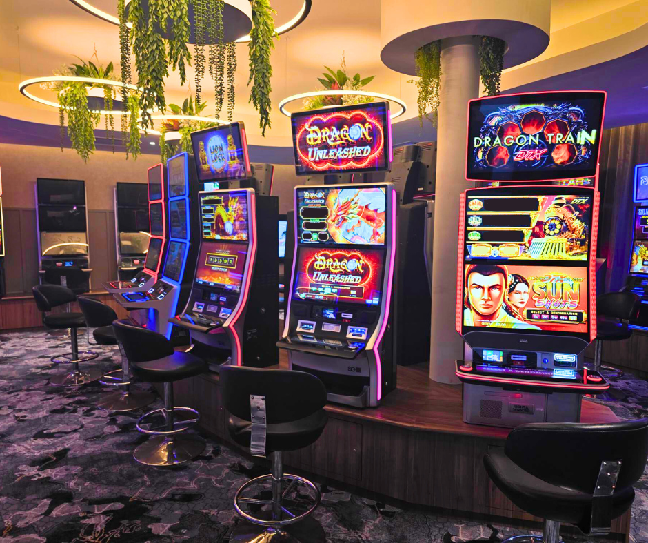 View of pokies in the Gaming Room at The Waves Caloundra