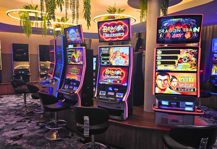 View of pokies in the Gaming Room at The Waves Caloundra