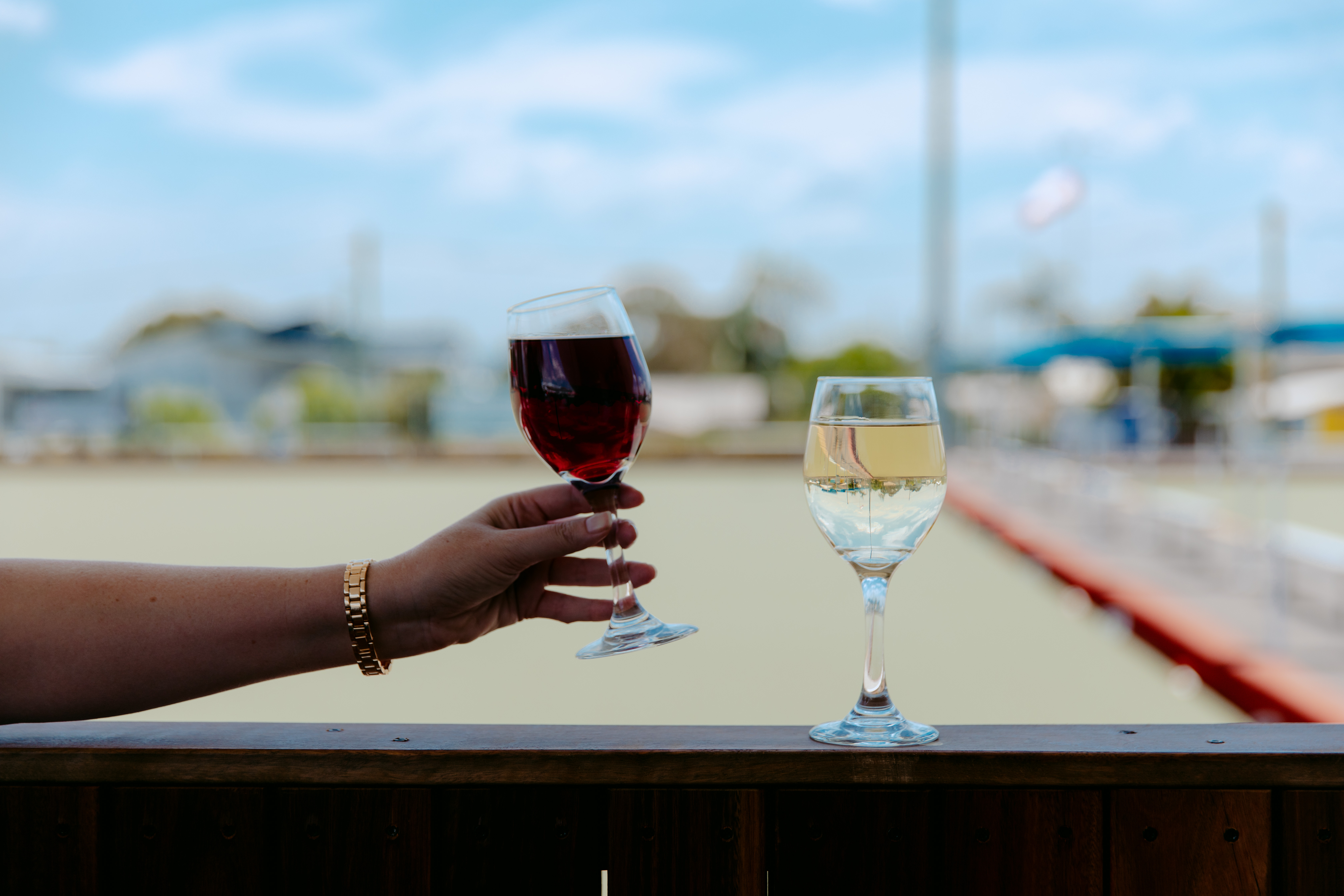 Wine glasses at The Waves Caloundra